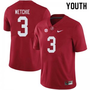 NCAA Youth Alabama Crimson Tide #3 John Metchie Stitched College 2019 Nike Authentic Crimson Football Jersey IK17U86SW
